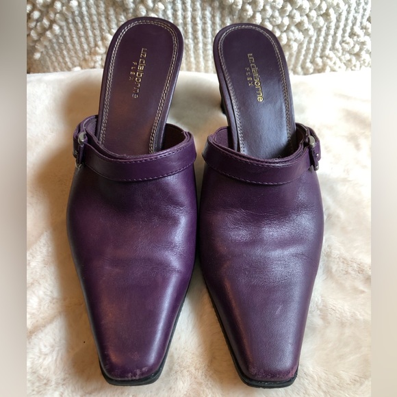 **LAST CHANCE - Liz Claiborne Almira Purple Leather Mule Heels - Picture 5 of 6